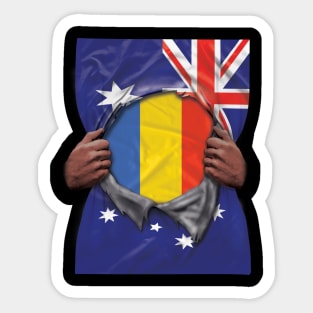 Romania Flag Australian Flag Ripped - Gift for Romanian From Romania Sticker